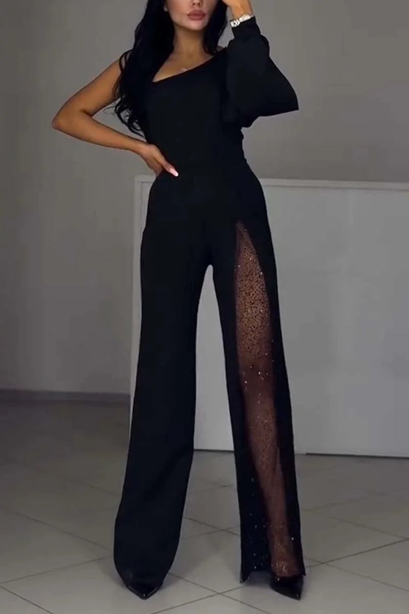 Women’s Off-Shoulder High-Slit Cotton-Blend Jumpsuit