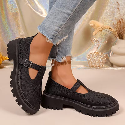 Women's T-Strap Chunky Sole Shoes