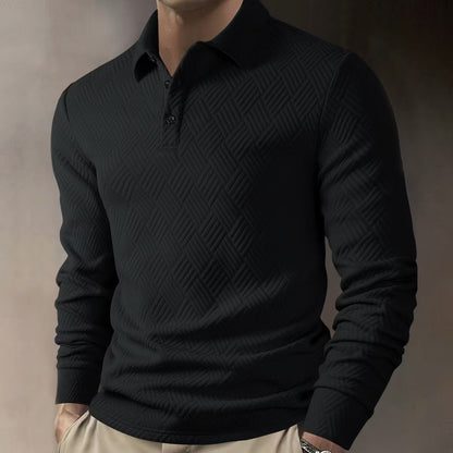 Men's Textured Long Sleeve Polo