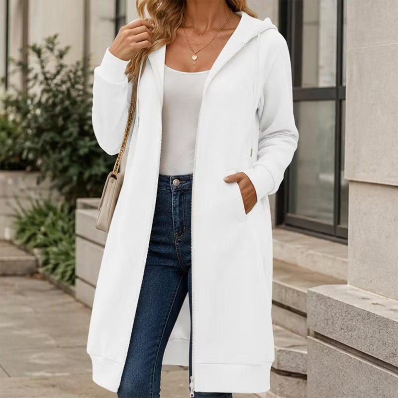 Women's Longline Zip-Up Hooded Jacket