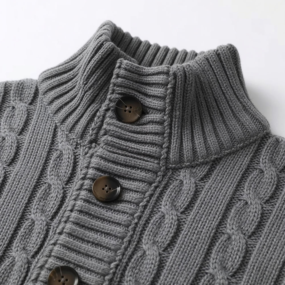 Men's Stand Collar Button Knit Cardigan