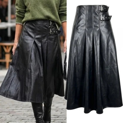 Women's Elegant Pleated Midi Skirt