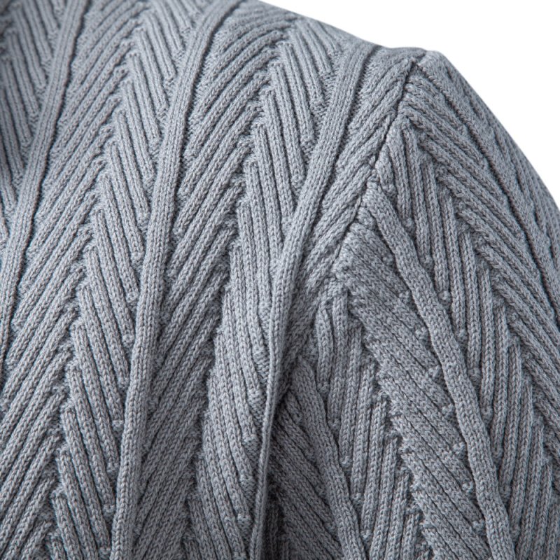 Men's Cable Knit Button-Up Jumper