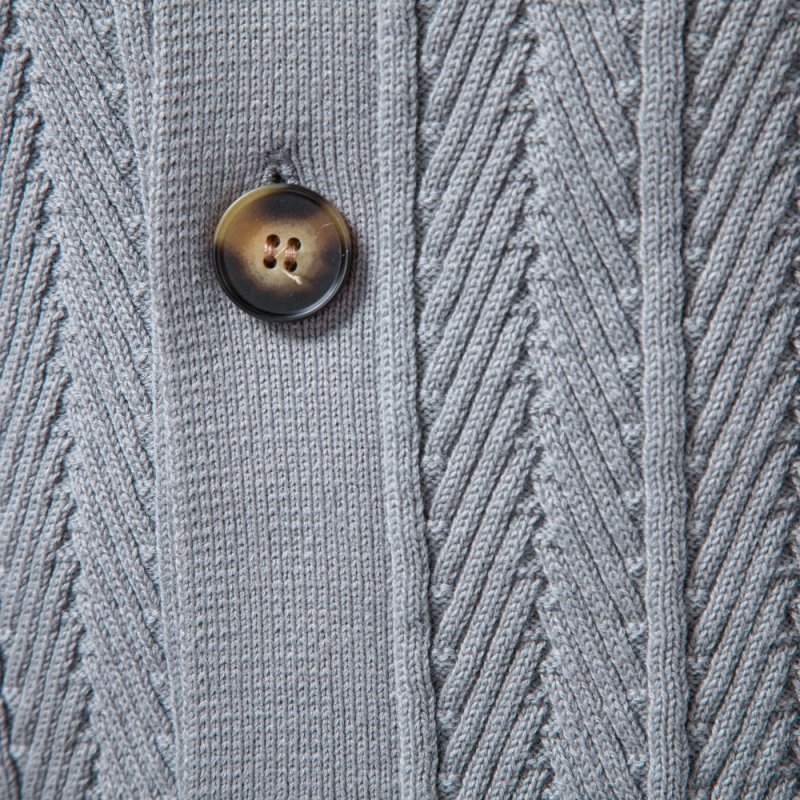 Men's Cable Knit Button-Up Jumper