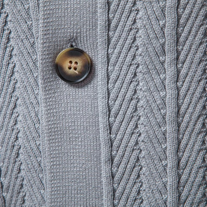 Men's Cable Knit Button-Up Jumper