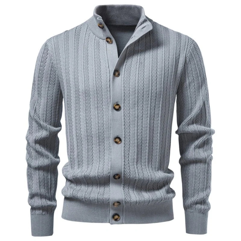 Men's Cable Knit Button-Up Jumper
