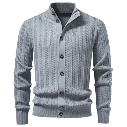 Men's Cable Knit Button-Up Jumper