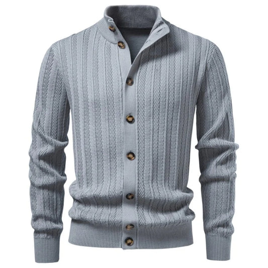 Men's Cable Knit Button-Up Jumper