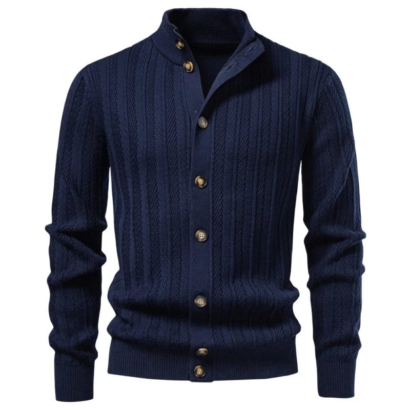 Men's Cable Knit Button-Up Jumper