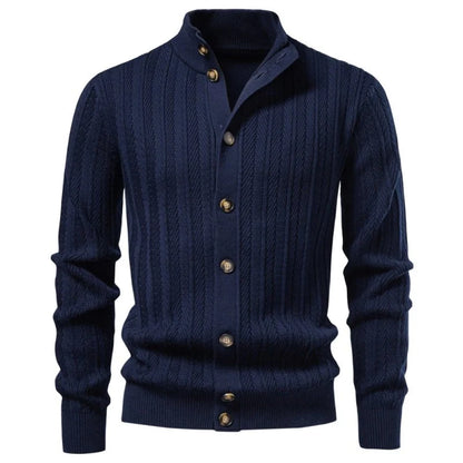 Men's Cable Knit Button-Up Jumper
