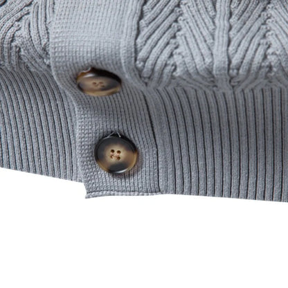 Men's Cable Knit Button-Up Jumper