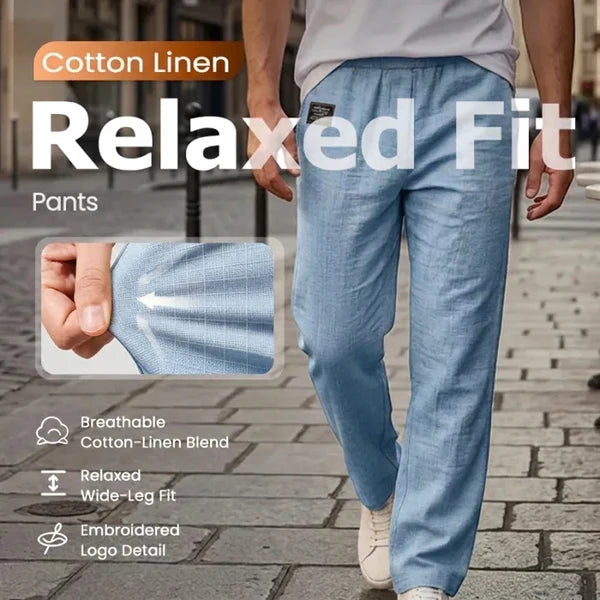 Men's Relaxed Cotton-Linen Trousers