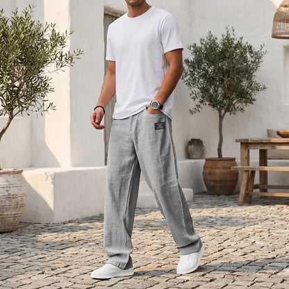Men's Relaxed Cotton-Linen Trousers