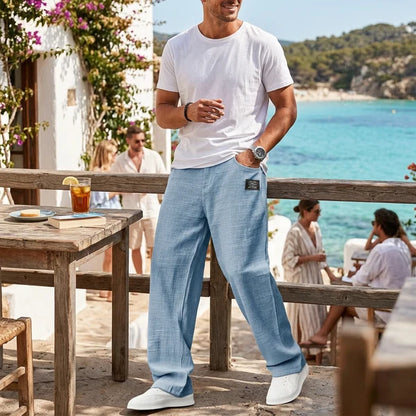 Men's Relaxed Cotton-Linen Trousers