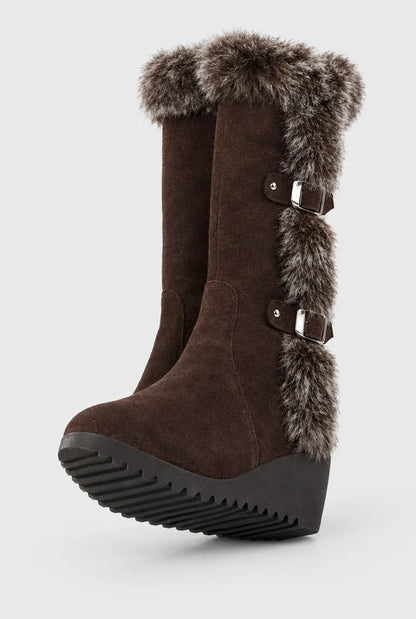 Women's Faux Fur Wedge Winter Boots