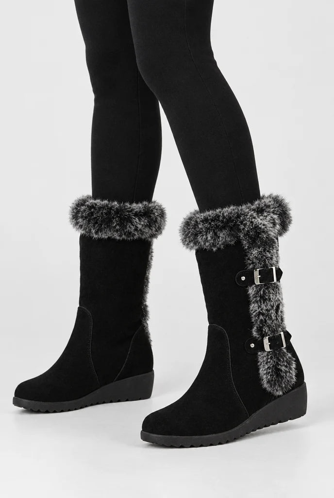 Women's Faux Fur Wedge Winter Boots