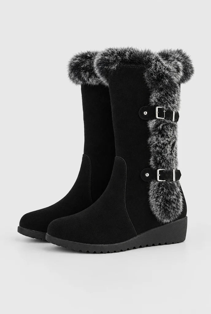 Women's Faux Fur Wedge Winter Boots