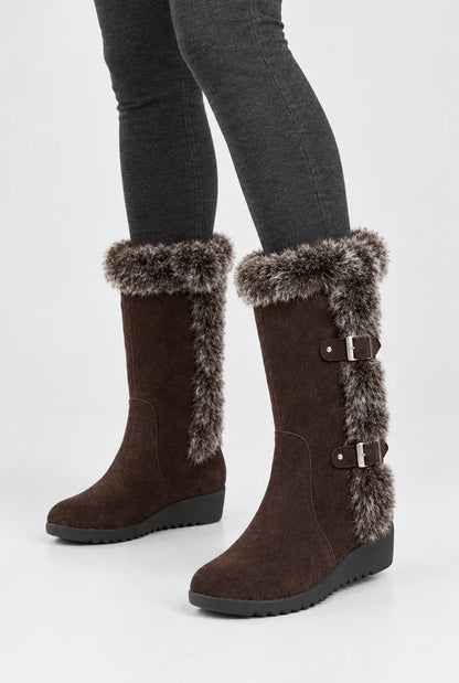 Women's Faux Fur Wedge Winter Boots