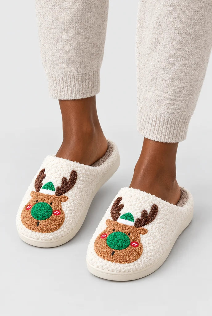 Cosy Reindeer Plush Slippers