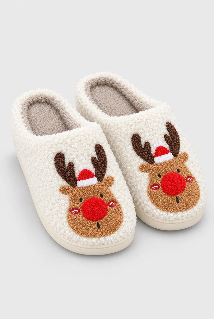 Cosy Reindeer Plush Slippers