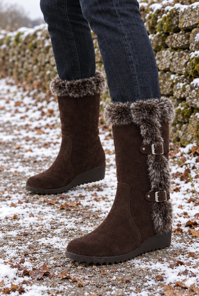 Women's Faux Fur Wedge Winter Boots