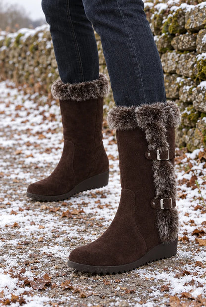 Women's Faux Fur Wedge Winter Boots