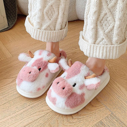 Women's Cosy Cow Slip-On Slippers