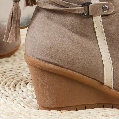 Women's Faux Fur Trim Wedge Winter Boots