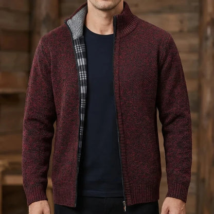 Men's Textured Knit Full-Zip Cardigan