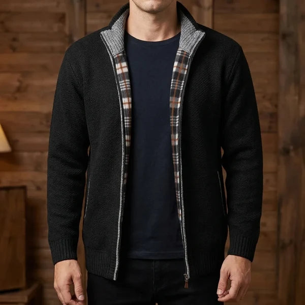 Men's Textured Knit Full-Zip Cardigan