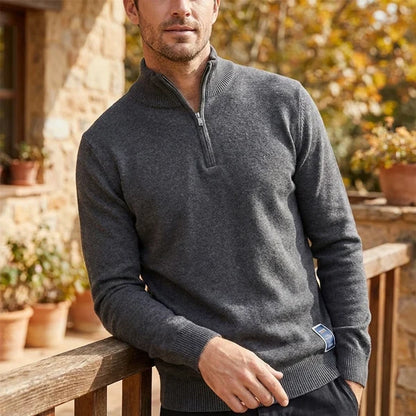 Men's Classic Cotton Quarter-Zip Jumper