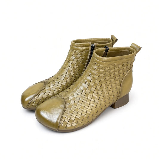 Women's Vintage Woven Low-Heel Ankle Boots