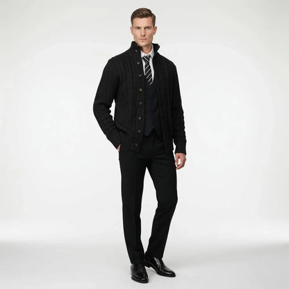 Men's Stand Collar Button Knit Cardigan