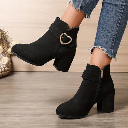 Women's Chunky Heel Side-Zip Boots