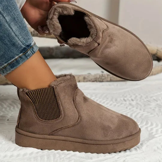Women's Fuzzy Collar Slip-On Ankle Boots