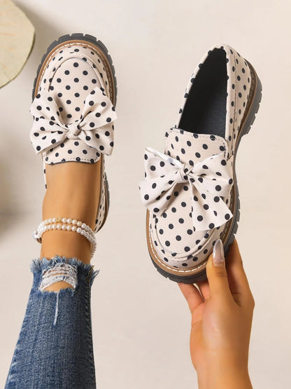 Women's Polka Dot Bow Platform Loafers