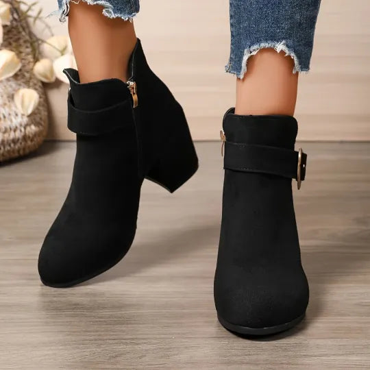 Women's Chunky Heel Side-Zip Boots