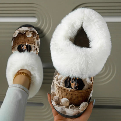 Women's Dachshund Print Plush Slippers