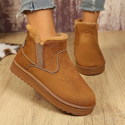 Women's Fuzzy Collar Slip-On Ankle Boots