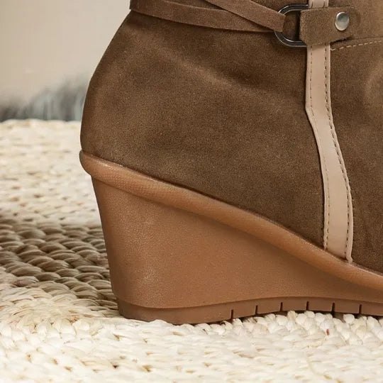 Women's Faux Fur Trim Wedge Winter Boots