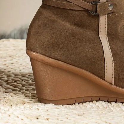 Women's Faux Fur Trim Wedge Winter Boots