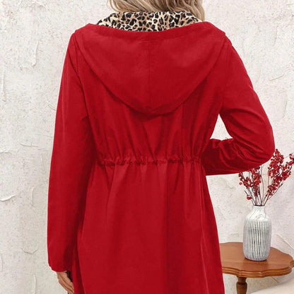 Women's Reversible Leopard Print Hooded Coat