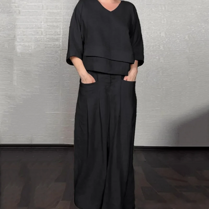 Women's Asymmetric V Neck Two Piece Set