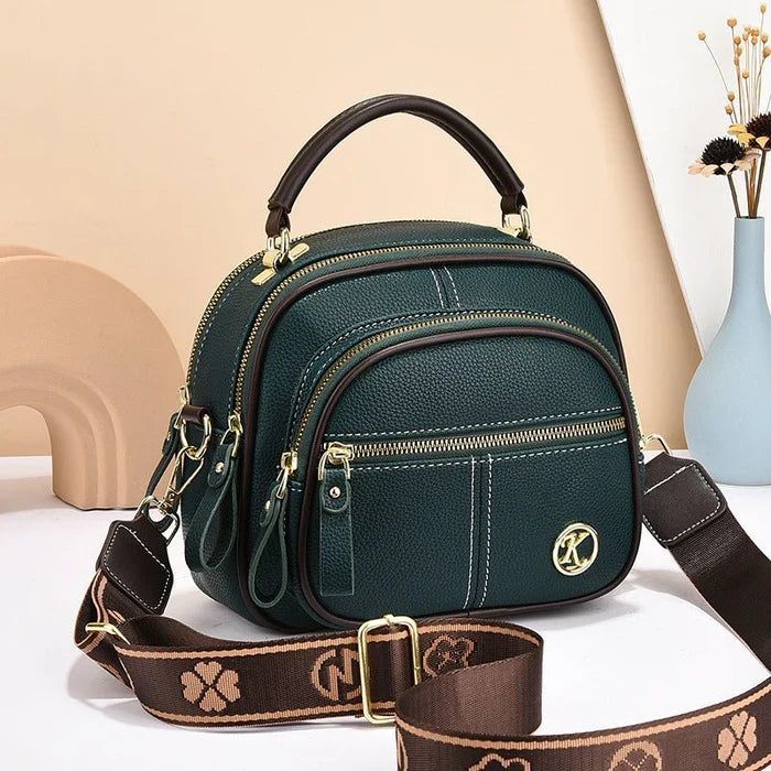 Women’s Classic Multi-Compartment PU Leather-Look Crossbody Bag