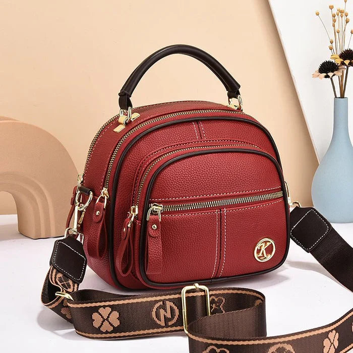 Women’s Classic Multi-Compartment PU Leather-Look Crossbody Bag