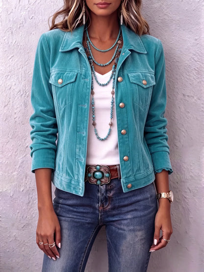 Women's Vintage Velvet Button-Up Jacket