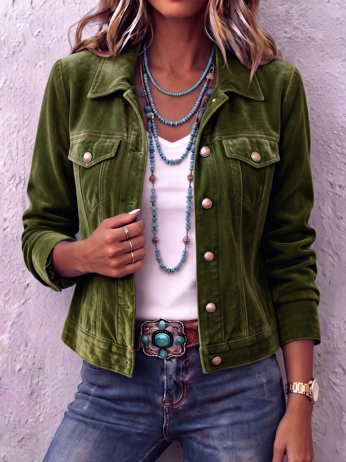 Women's Vintage Velvet Button-Up Jacket