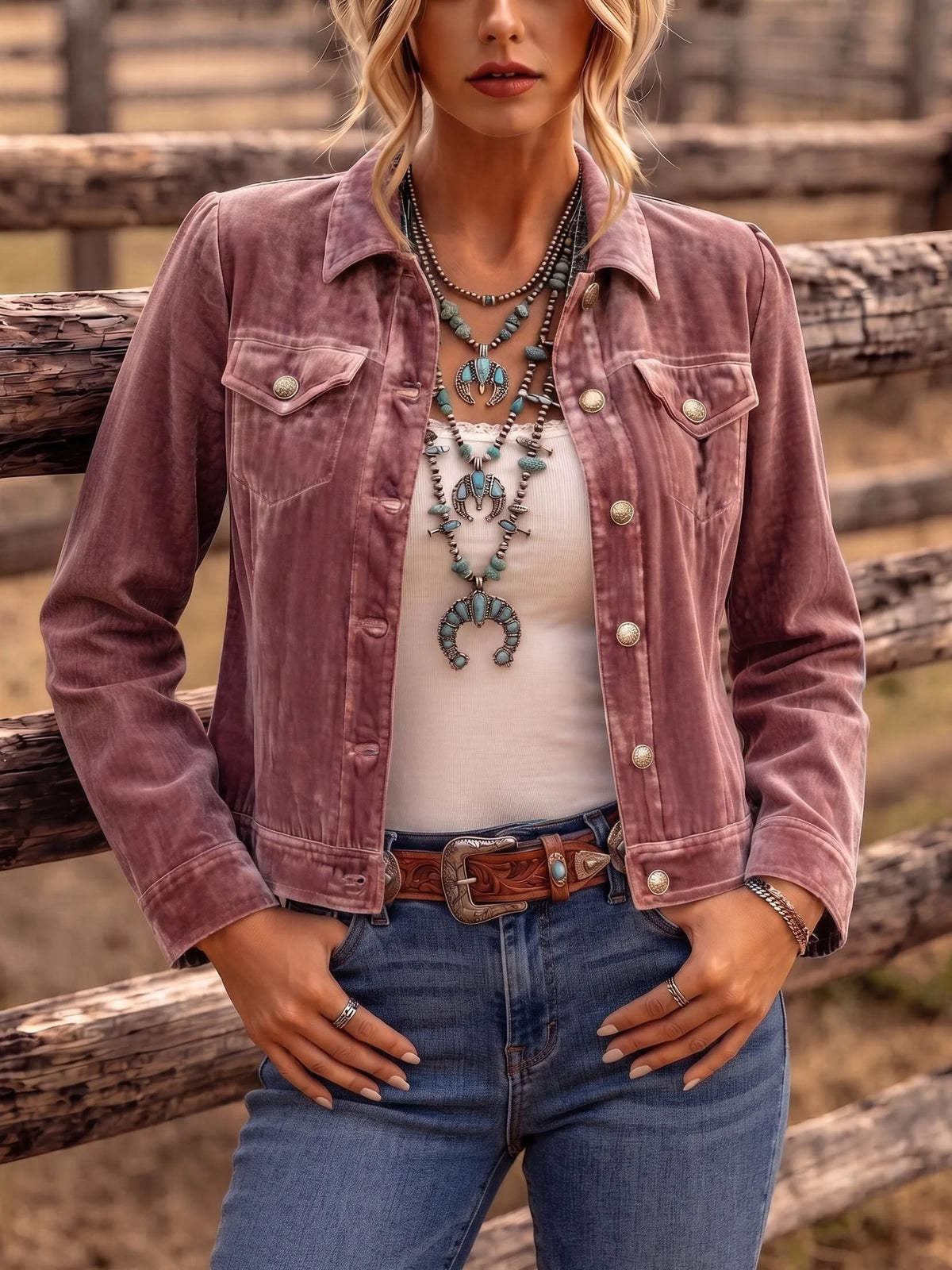 Women's Vintage Velvet Button-Up Jacket