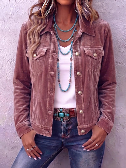 Women's Vintage Velvet Button-Up Jacket