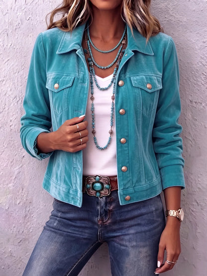 Women's Vintage Velvet Button-Up Jacket